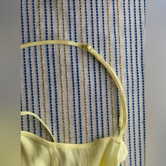 Vince Midi Dress Womens Size XS Solid Yellow Sleeveless Straps Double Dress - Picture 14 of 16